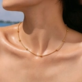 Elegance PVD gold plated stainless steel snake chain necklace with beads for women - Gold Single Layer Round Bead Chain