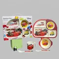 Bamboo fiber children's 5-piece dinnerware set with cartoon character designs - Cars - Gift Box / Rectangle