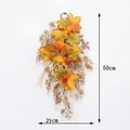 Decoración otoñal de 50cm con hojas de membrillo y calabazas que muestra dimensiones - Decoración Colgante de Calabaza y Hojas de Membrillo de Otoño (AW250527)