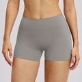 Graue Yoga-Shorts für Damen mit hohem Bund, Bauchkontrolle und eng anliegender Passform - S / Frostgrau