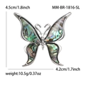 Elegante broche de mariposa con alas de nácar natural de abulón y cristales brillantes - Plateado