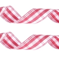 Nastro in finto lino a quadretti rossi e bianchi 6,3 cm per decorazioni natalizie - 3M*6.3CM / Stile Cappello a Quadri Rosso e Bianco