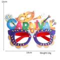 Kleurrijke Carnaval feestbril met feestelijke symbolen en rood montuur voor feesten - CARNIVAL Letter Stijl