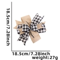Linen and black white buffalo plaid Christmas bow ornament, size 18.5cm x 18.5cm - Faux Linen Plaid Bow