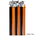 Tenda decorativa Halloween arancione e nera con ritagli di zucche e pipistrelli - Banner C + Tenda a frange nera e arancione