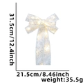 Fiocco di Natale bianco a LED con stelle argentate per decorazione festiva, 31,5 cm - Fiocco Argento Stella Luna