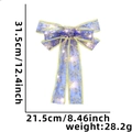 Fiocco di Natale blu a LED con fiocchi di neve dorati e luci calde per decorazioni - Fiocco Blu Fiocco di Neve Oro