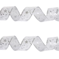 Silver glitter star Christmas ribbon in translucent mesh for holiday tree decoration - Silver Mesh Ribbon (Width: 5cm) / 1m