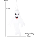 Halloween ghost windsock flag outdoor hanging decoration with smiling face 140cm white - HL-Smiling Ghost Style