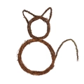 Handmade brown wicker cat shaped wreath for Halloween home and door decoration - Large / 43*41