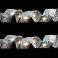 Silver LED ribbon with black star moon print and warm white light for Xmas decor - Silver Moon Star Warm LED (Width: 5cm) / 1m