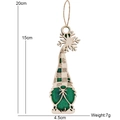 Christmas wooden gnome hanging ornament in green and natural wood with snowflake cutout - Green Plaid Gnome C