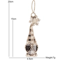 Wooden Christmas gnome pendant with black and white plaid design, 20cm height ornament - Grey Plaid Gnome C