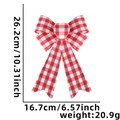 Lazo navideño de pata de gallo rojo y blanco con medidas detalladas de 26,2x16,7 cm - Lazo de Cuadros Pata de Gallo Rosa y Blanco
