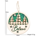 Addobbo natalizio tondo in legno con alberi scozzesi verdi e incisione Believe, 10 cm - 10cm*10cm / Base Verde Lettera Albero B