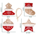 Set aus vier Weihnachtsanhängern aus Holz mit Stern Baum Socke und weißem Plüschbesatz - Verschiedene Stile Gemischte Kollektion