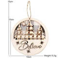 Addobbo natalizio tondo in legno con alberi a quadri e scritta Believe - 10cm*10cm / Base Grigia Lettera Albero B
