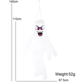 Halloween ghost windsock with purple eyes and jagged teeth showing 140cm size dimensions - HL-Purple Eye Scary Ghost Style
