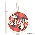 Ornamento natalizio tondo in legno con fiocco di neve, scacchi rossi e scritta Believe - 10cm*10cm / Base Rossa Fiocco Lettera A