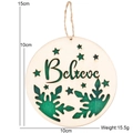 Addobbo natalizio in legno con scritta Believe verde e dettagli a fiocco di neve - 10cm*10cm / Base Verde Fiocco Lettera B