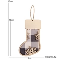 Décoration de Noël en bois, chaussette avec flocon et tissu à carreaux gris, 10 cm - 10cm*4.5cm / Chaussette de Noël Plaid Gris A