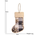 Pendentif de Noël en bois avec tissu à carreaux gris et flocon de neige décoratif - 10cm*4.5cm / Chaussette de Noël Plaid Gris B