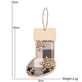 Décoration de Noël en bois forme chaussette à carreaux avec flocons et dimensions - 10cm*4.5cm / Chaussette de Noël Plaid Gris D