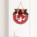 Targa natalizia in legno rosso traforato con campane, stella e fiocco decorativo - Stile con campanellini