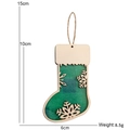 Green wooden Christmas stocking ornament with snowflake pattern and dimensions shown - 10cm*4.5cm / Green Plaid Stocking Style A