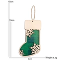 Christmas wooden stocking ornament with green plaid and snowflake cutout design - 10cm*4.5cm / Green Plaid Stocking Style C