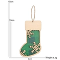 Green glitter wooden Christmas stocking ornament with snowflake detail and plaid pattern - 10cm*4.5cm / Green Plaid Christmas Sock Style D