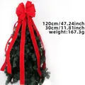 Grand nœud de Noël rouge de 120 cm avec bordures dorées et longs rubans en velours - Velours rouge / Grand Nœud Rouge 120cm