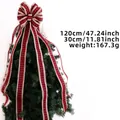 Nœud décoratif pour sapin de Noël à carreaux rouges et noirs avec rubans de 120 cm - Carreaux rouges et noirs / Grand Nœud Carreaux Rouge et Noir 120cm