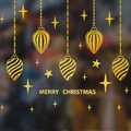 Golden glitter Merry Christmas window stickers with hanging ball ornaments and stars - Hanging Balls and Stars (WQSD20-XCT-02)