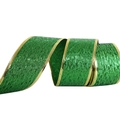 5cm green Saint Patrick's Day ribbon with golden metallic edges for DIY crafts - 5cm Width / 2 Meters