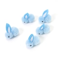 Five light blue handmade plush Easter bunny miniatures for DIY crafts and gifts - Blue