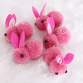 Five bright pink mini plush rabbits for Easter DIY decorations and gift crafts - Rose Red