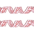 Cinta navideña blanca con patrones de bastones de caramelo con purpurina roja decorativa - Estilo Satén Blanco Bastón Caramelo
