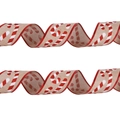 Cinta navideña de arpillera con bastones de caramelo brillantes y borde rojo - Estilo Lino Caqui Bastón Caramelo