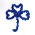 Sparkling 2m metallic blue shamrock tinsel garland for St. Patrick's Day party decoration - Blue