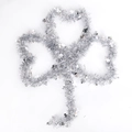 St. Patrick's Day 2m silver tinsel garland with shiny shamrock clover leaf decorations - Silver