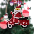 Weihnachtsanhänger aus Holz mit Weihnachtsmann auf einem roten Retro-Roller - Weihnachtsmann-Motorrad-Ornament