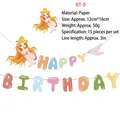 Bunte Meerjungfrau Happy Birthday Banner für Kinderparty Deko mit Cartoon-Einsätzen - Meerjungfrau Ozean Thema (KT-9)