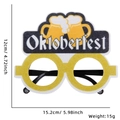 Funny Oktoberfest party glasses featuring beer mug illustrations and yellow foam frame - Round Frame Beer Toasting Style Glasses