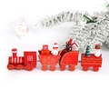 Red wooden Christmas train set with four sections including bear and tree ornaments - Christmas Red Style