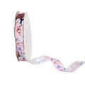 Ruban de Noël rose en gros-grain avec motifs bonhommes de neige sur une bobine - Motif Bonhomme de Neige Rose / 100 Yards Par Paquet