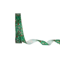 Ruban de Noël vert foncé en gros-grain avec motifs chaussettes et flocons de neige - Motif de chaussette de Noël verte / 100 Yards Par Paquet