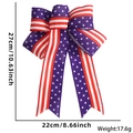 Independence Day burlap bow with stars and stripes pattern, 10.6x8.6 inch size - Large USA Flag Color Ribbon