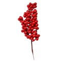 Artificial red berry branch with glossy finish for festive home decor and DIY projects - Red