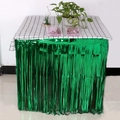 Jupe de table à franges métalliques vert émeraude pour fêtes et décorations de vacances - 2.75m x 75cm / Vert